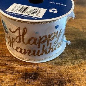 2 1/2 in X 20 ft Happy Hanukkah Wired Ribbon!